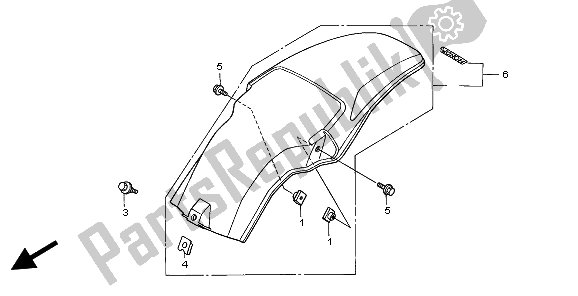 All parts for the Rear Fender of the Honda CR 80 RB LW 2002