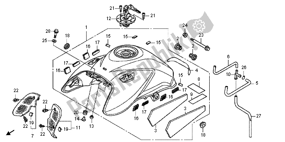 All parts for the Fuel Tank of the Honda CBF 1000 FA 2012
