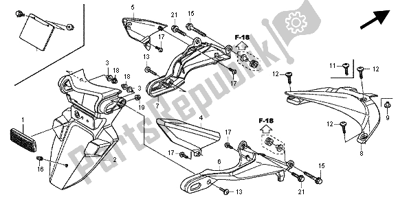 Alle onderdelen voor de Achterspatbord van de Honda CBR 600 RR 2012