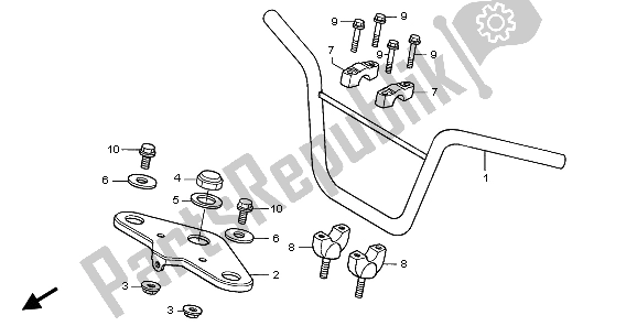All parts for the Handle Pipe & Top Bridge of the Honda XR 70R 2000