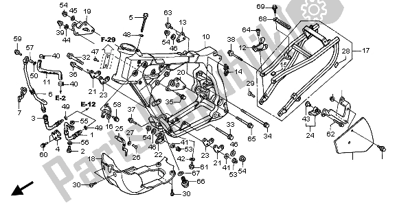 Alle onderdelen voor de Frame Lichaam van de Honda XR 650R 2000