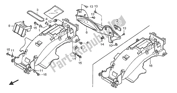 All parts for the Rear Fender of the Honda NT 650V 2005