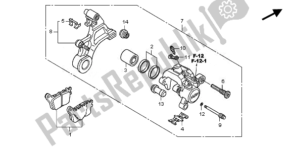 All parts for the Rear Brake Caliper of the Honda CBR 1000 RR 2011