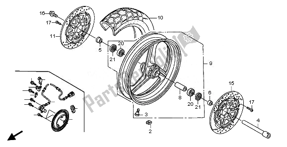 Tutte le parti per il Ruota Anteriore del Honda XL 1000V 2011