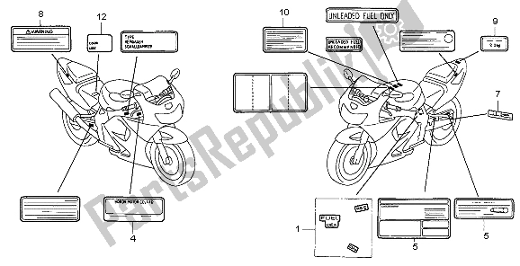 Todas las partes para Etiqueta De Precaución de Honda CBR 900 RR 1999