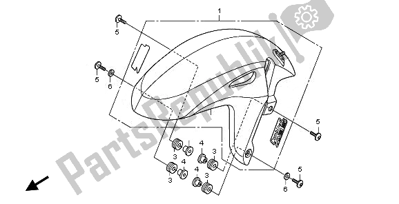 All parts for the Front Fender of the Honda CB 600 FA Hornet 2008