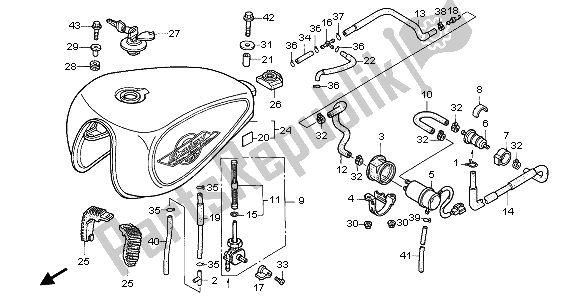 Wszystkie części do Zbiornik Paliwa I Pompa Paliwa Honda VT 1100C2 1995