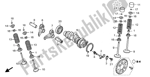 Todas as partes de árvore De Cames E Válvula do Honda CRF 150R SW 2008