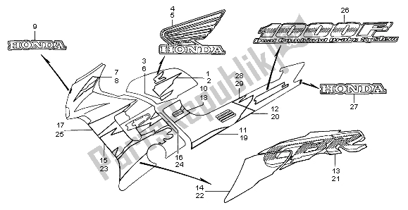 Tutte le parti per il Striscia E Segna del Honda CBR 1000F 1998