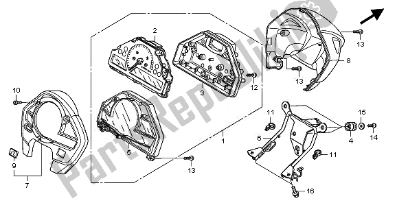 All parts for the Meter (mph) of the Honda CB 600 FA Hornet 2008