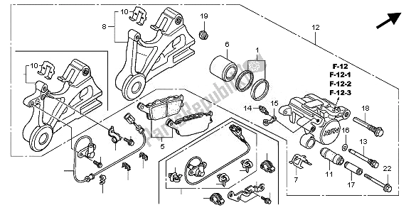 Wszystkie części do Zacisk Hamulca Tylnego Honda CBF 600S 2008