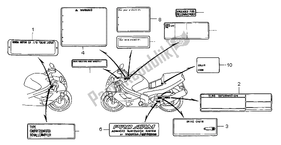 All parts for the Caution Label of the Honda RVF 750R 1996