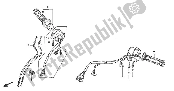 All parts for the Switch & Cable of the Honda VFR 800 2005