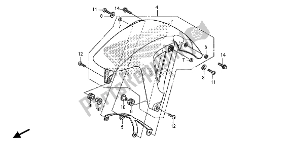 Alle onderdelen voor de Voorspatbord van de Honda NC 700S 2013