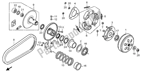 Alle onderdelen voor de Gedreven Gezicht van de Honda SH 125S 2011