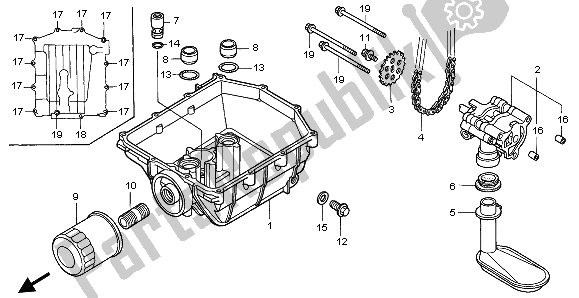 All parts for the Oil Pump of the Honda XL 1000V 2002