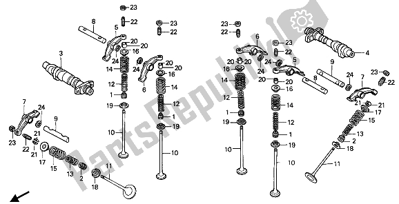 Todas las partes para árbol De Levas Y Válvula de Honda XL 600V Transalp 1990