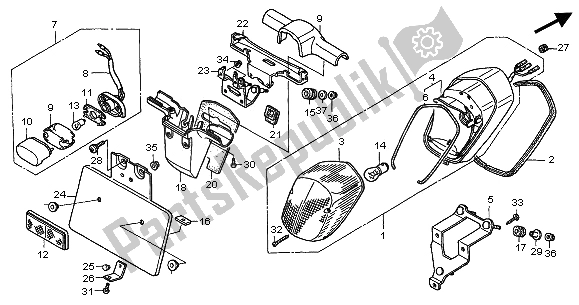 Tutte le parti per il Fanale Posteriore del Honda VT 750C2 2001