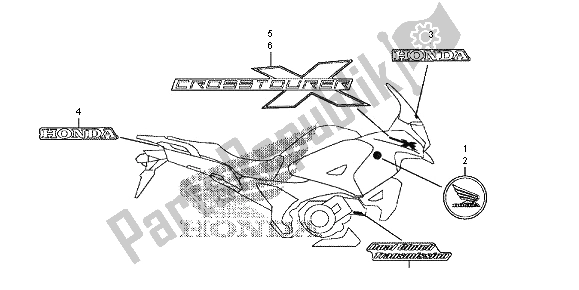 Tutte le parti per il Marchio Ed Emblema del Honda VFR 1200X 2012