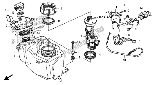 All parts for the Fuel Tank of the Honda FES 125 2012