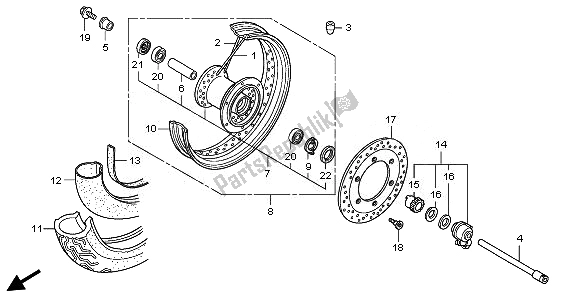 All parts for the Front Wheel of the Honda VT 750S 2011