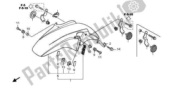 Tutte le parti per il Parafango Anteriore del Honda CBF 1000F 2010