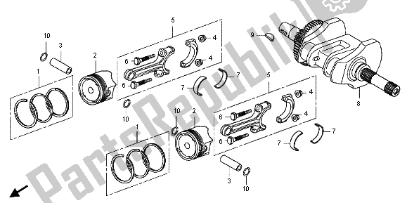 Alle onderdelen voor de Krukas & Zuiger van de Honda FJS 600A 2012