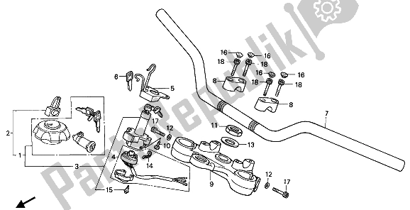 Tutte le parti per il Gestire Il Tubo E Il Ponte Superiore del Honda NX 250 1989