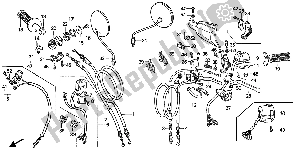 All parts for the Handle Lever & Switch & Cable of the Honda XR 600R 1988