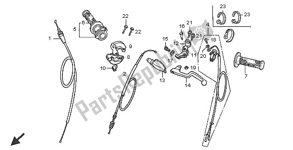 Todas las partes para Manejar Palanca E Interruptor Y Cable de Honda CR 85 RB LW 2005