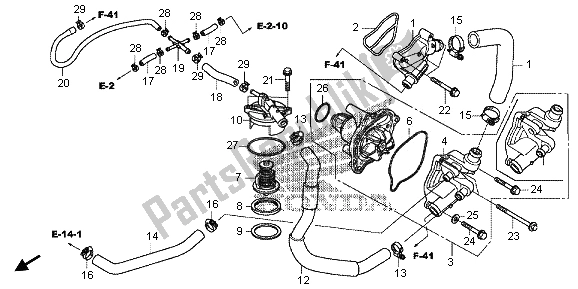All parts for the Water Pump of the Honda VFR 1200 XD 2012