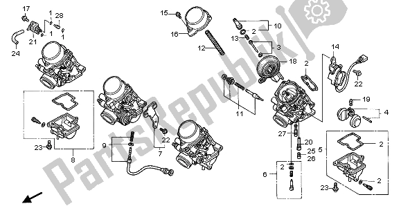 Todas las partes para Carburador (componentes) de Honda CBR 600F 1995