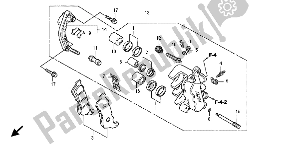 All parts for the Front Brake Caliper of the Honda SH 150R 2012