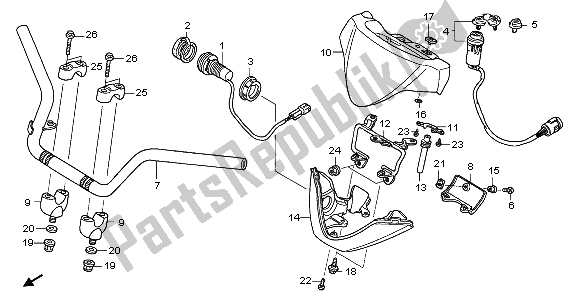 Tutte le parti per il Gestire Il Tubo del Honda TRX 650 FA Fourtrax Rincon 2003