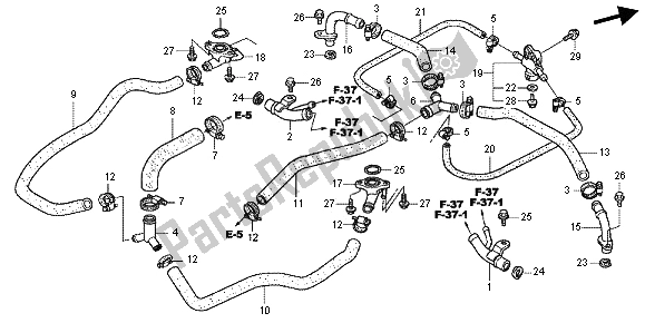 All parts for the Water Pipe of the Honda GL 1800 2013