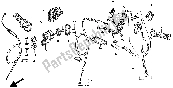 Alle onderdelen voor de Handvat Hendel & Schakelaar & Kabel van de Honda CR 125R 2003