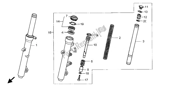 All parts for the Front Fork of the Honda FES 125 2008