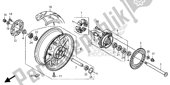 All parts for the Rear Wheel of the Honda CBR 600 RR 2013