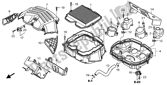 Alle onderdelen voor de Luchtfilter van de Honda VFR 1200 FDA 2010