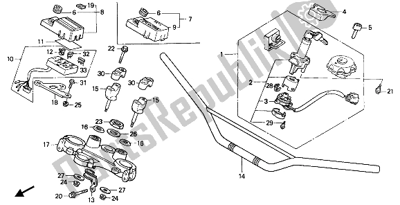 Todas las partes para Manejar Tubo Y Puente Superior de Honda XL 600V Transalp 1990