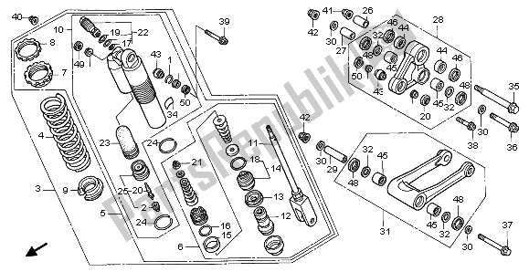 All parts for the Rear Cushion of the Honda CR 500R 1997