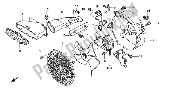 All parts for the Cooiling Fan of the Honda TRX 400 FA Fourtrax Rancher AT 2004