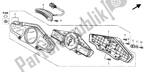 All parts for the Meter (mph) of the Honda CBF 1000 FT 2012