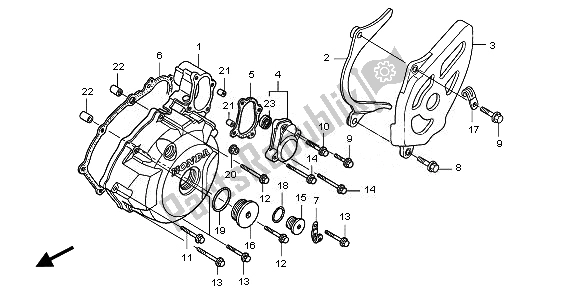 All parts for the Left Crankcase Cover of the Honda TRX 400 EX Sportrax 2008