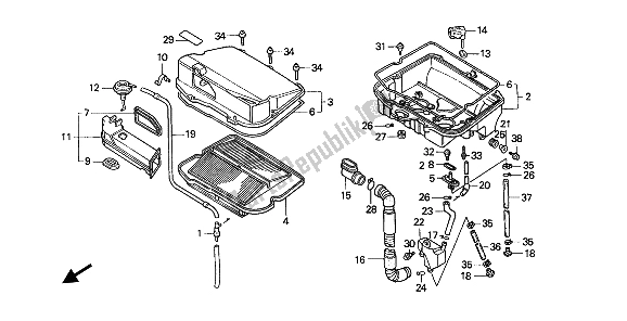 All parts for the Air Cleaner of the Honda GL 1500 SE 1991