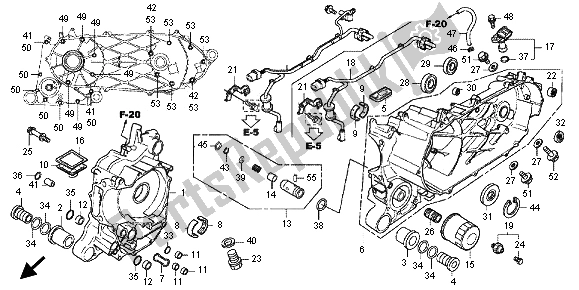 All parts for the Crankcase of the Honda SH 300A 2012