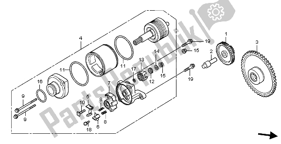 All parts for the Starting Motor of the Honda FES 125A 2009