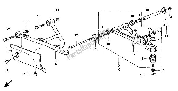 All parts for the Front Arm of the Honda TRX 680 FA Fourtrax Rincon 2008