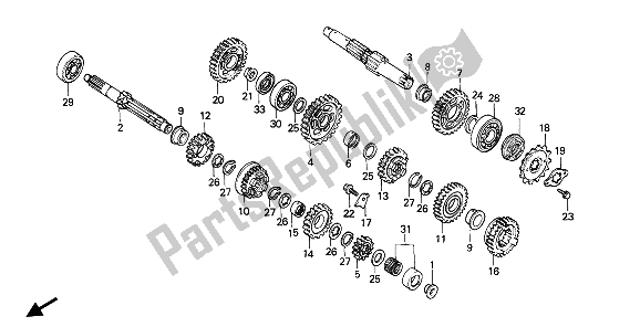 All parts for the Transmission of the Honda NX 650 1991