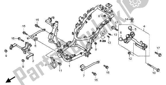 All parts for the Frame Body of the Honda SH 125R 2008